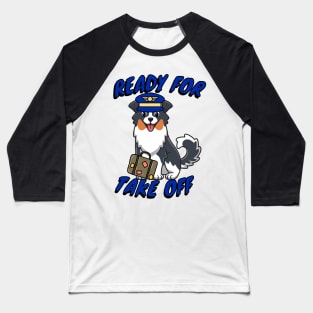 Funny Pilot Collie Dog Baseball T-Shirt